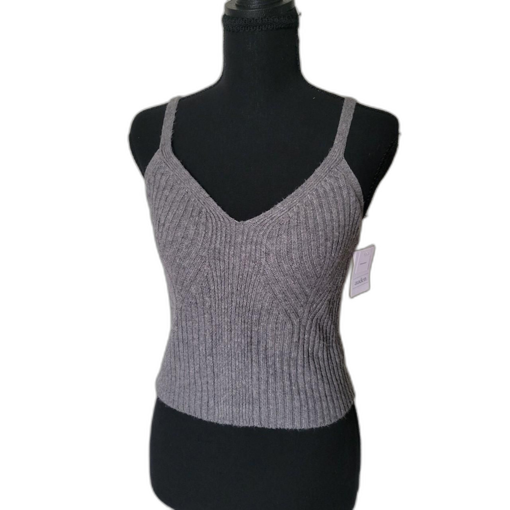 NWT Auden Women's Grey Cropped Sweater Tank Size M